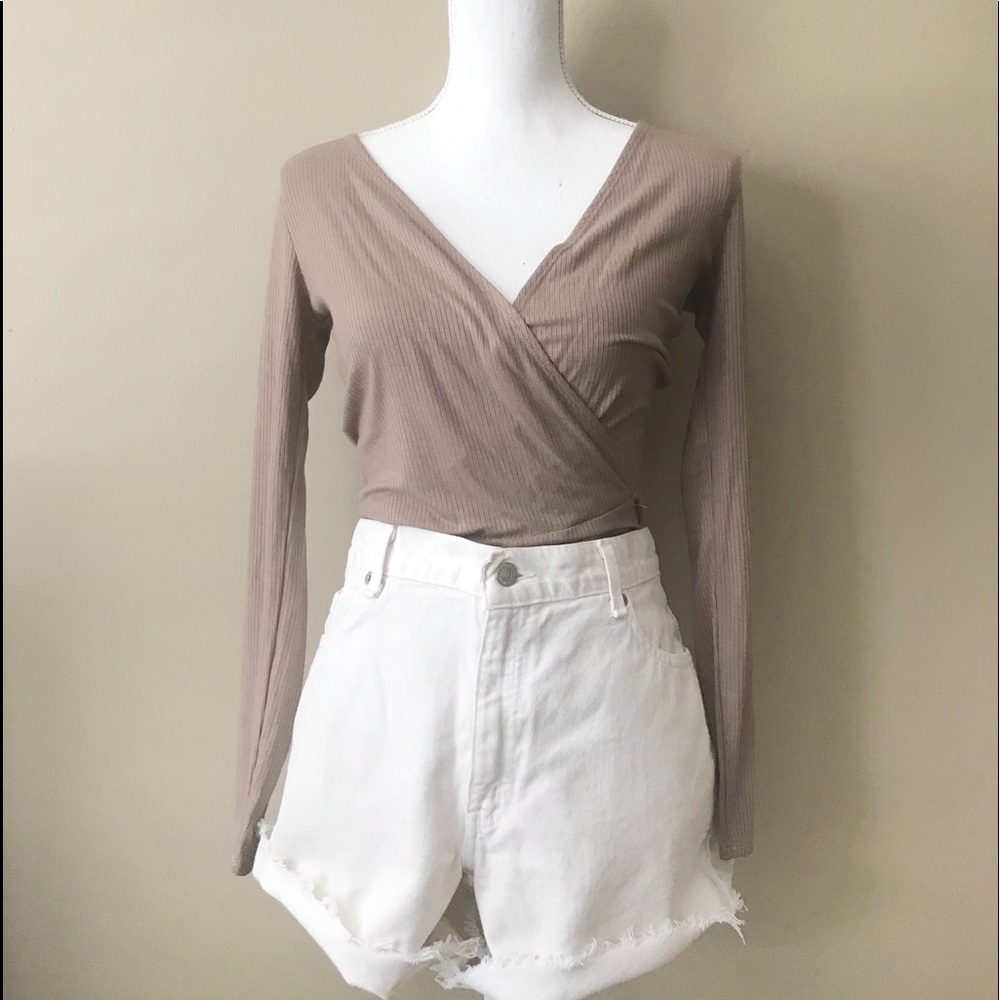Tan wrap bodysuit